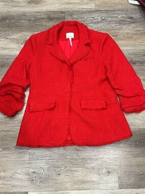 cinq a sept Red Khloe Bouclé Blazer Jacket